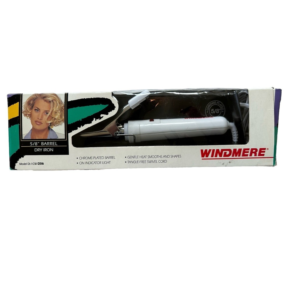 Vintage WINDMERE  1990's Dry Curling Iron With  5/8"  Barrel New In‎ Box